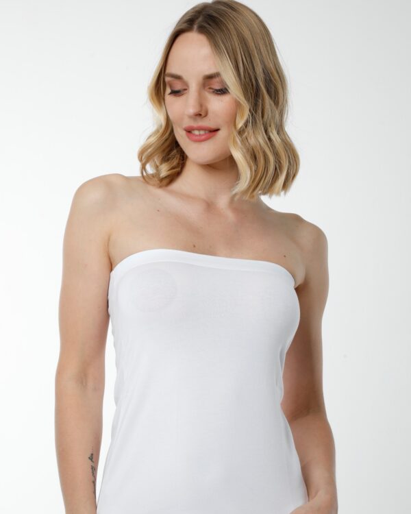 straplez pamuklu beyaz body kadın atlet